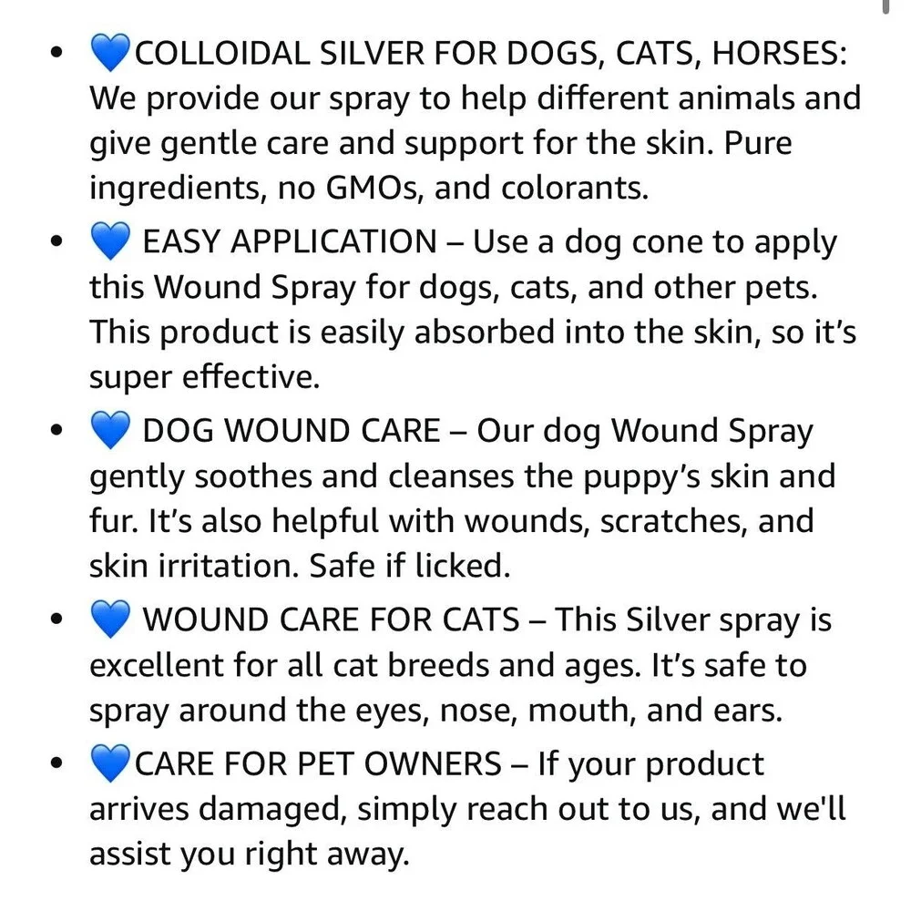SILVER GRADE Wound Spray for Pets Colloidal Nano Spray - 4 oz Painless Soothing